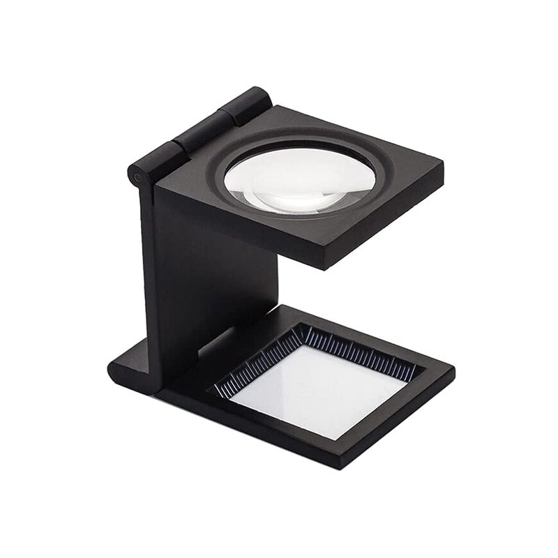 Rongon Pocket Magnifying Glasses Three-Folding Magnifier 10X 28MM Zinc Alloy Small Loupe Mini Magnifying Glass with Scale for Jewelry Sewing Textile Optical Thread Collection Repair - Image 1